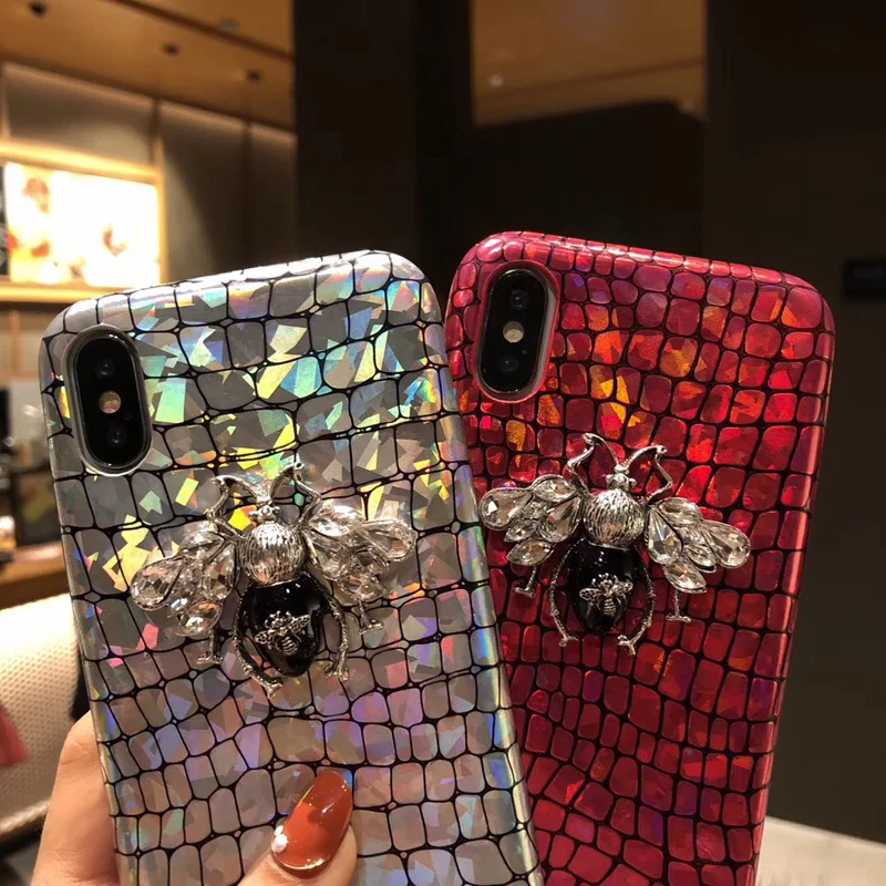 Роскошные Би чехол для телефона iphoneXS XR XSMAX лазер с сияющими блестками iPhone X 8 6 6S 7