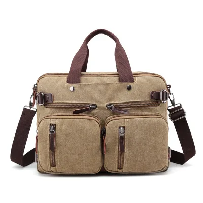 Khaki Новые модные многофункциональные мужские сумки, холщовые сумки через плечо, Мужские портфели, вместительные сумки для ноутбука, мужские дорожные сумки - Цвет: Khaki