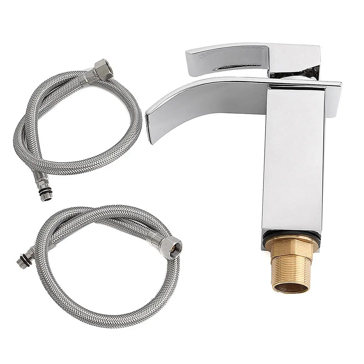 Xueqin Bathroom Waterfall Basin Sink Faucet Chrome Polish Single Handle Single Hole Mixer Tap Deck Mounted Cold And Hot Water