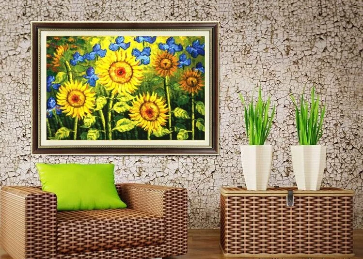 Needlework DIY DMC Cross stitch Sets For Embroidery kits Van Gogh Sunflower oil painting Scenic Pattern Cross-Stitch | Дом и сад