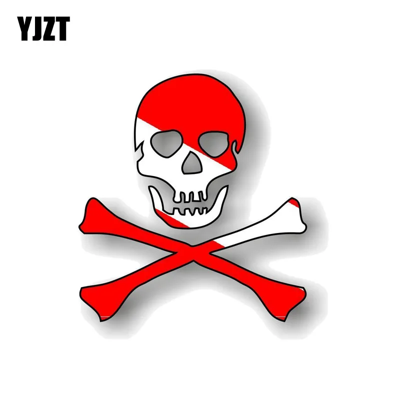 

YJZT 11.5CM*12.5CM Funny Diving Skull Decal Car Sticker PVC Reflective 6-0017