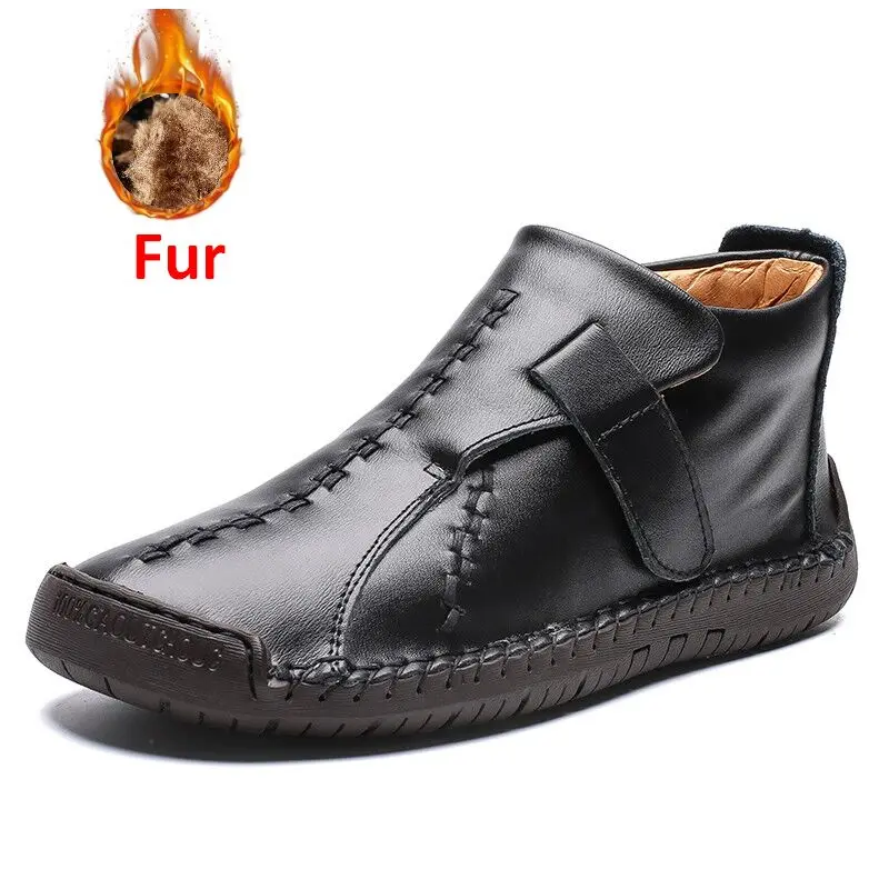 BLACK Fur ZINYU/ г. Новые модные мужские ботинки высококачественные зимние ботильоны из спилка теплая меховая плюшевая зимняя обувь размера плюс 38-48 - Цвет: BLACK Fur