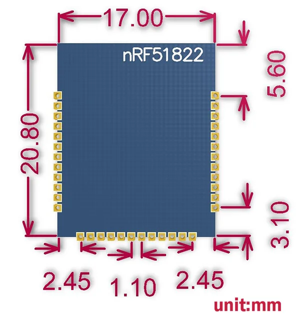 Core51822 (B) BLE4.0, Bluetooth 2, 4G, nRF51822,  Rev3,  32 ,     SDK