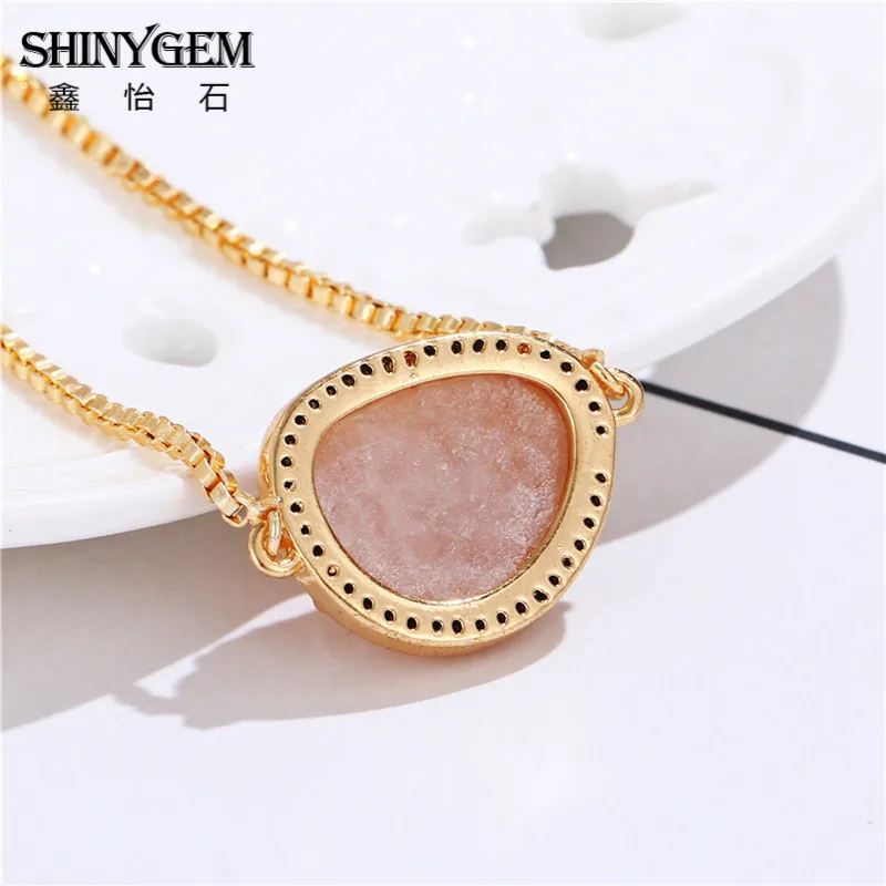 Новинка модное женское платье камень Druzy Agates шарм натуральный браслеты Женские