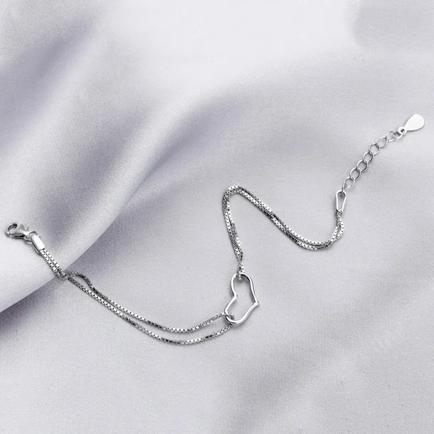 Sereqi Femme Bijoux серебристый цвет двойной Цепи Pulseira feminina теплые сердца Браслеты модные