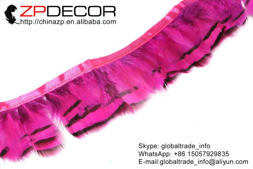 Zpdecoration 10 ярдов/партия 5 см (2 дюйма) ярко розовый цвет крашеный Chukar Partridge перьевая