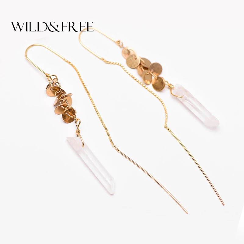 WILD & FREE в винтажном стиле Из натурального камня серьги виде капель с ретро золото