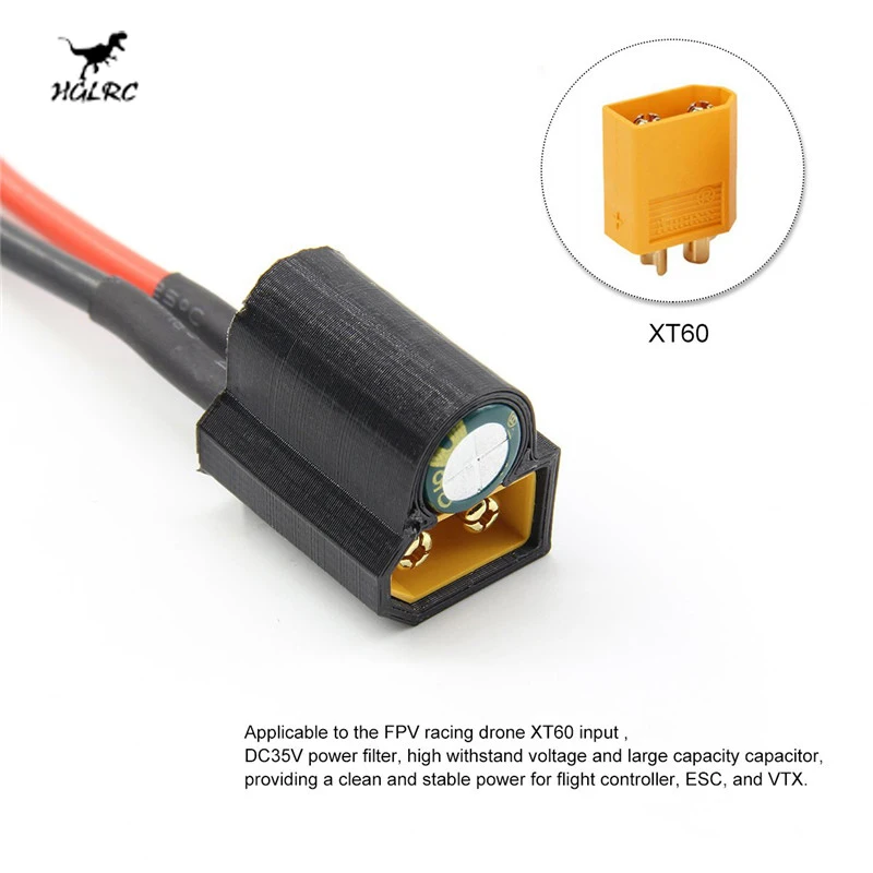 Кабель HGLRC 35 в 1000 мкФ XT60 14AWG 100 мм проводной фильтр конденсатор для летного
