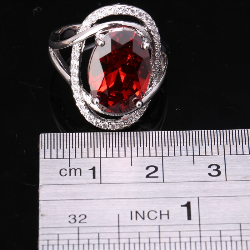 Драгоценные Oxblood красный гранат стерлингового серебра 925 Для женщин Модные