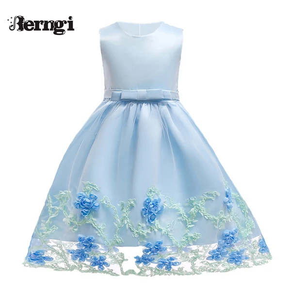 Color 10 Berngi/платья принцессы для девочек; Новинка года; цветные нарядные платья без рукавов с принтом; Одежда для девочек; одежда для детей 3-9 лет - Цвет: Color 10