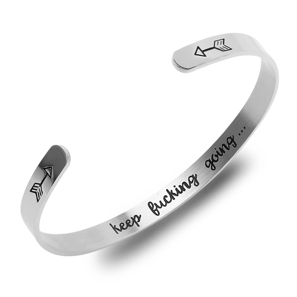 Круглый вдохновляющий браслет Keep Go Bangle Masculina для женщин манжеты подвески