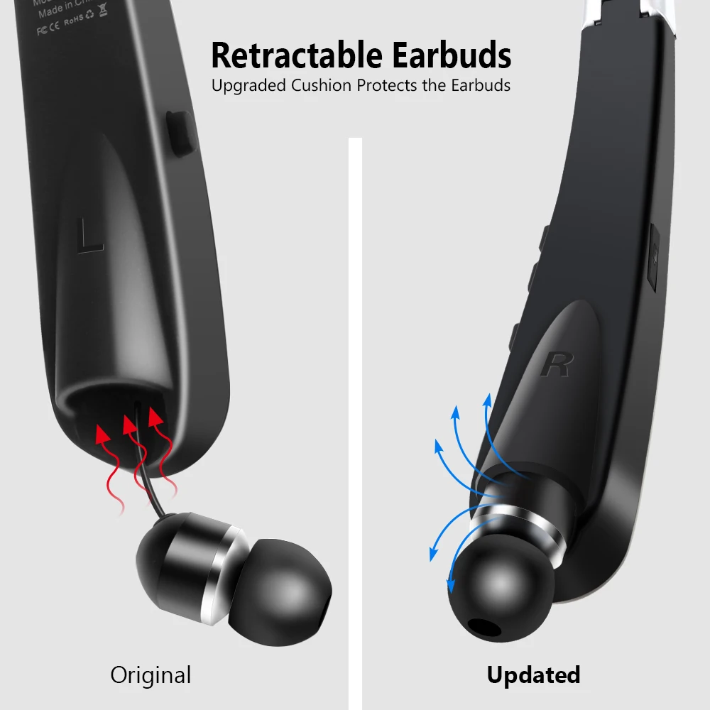 Toproad Спортивные наушники Bluetooth Портативный складной Беспроводной Шум