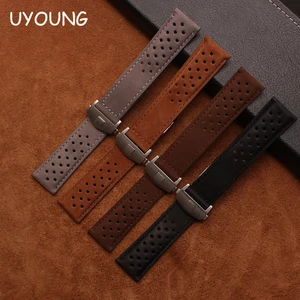 Ремешок для часов из натуральной кожи, 22 мм, коричневый