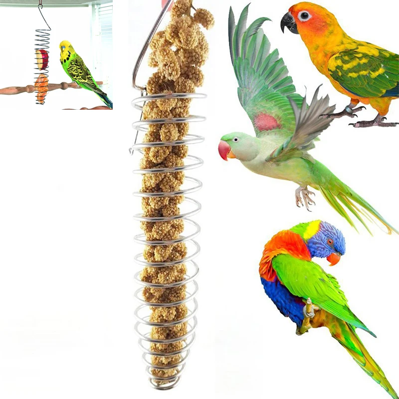Птица игрушки из нержавеющей стали еда для попугая корзина хранения фруктов