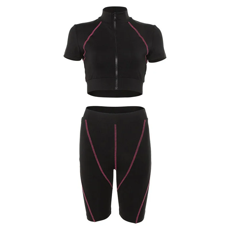 Женский спортивный костюм на молнии комплект из 2 предметов укороченный топ