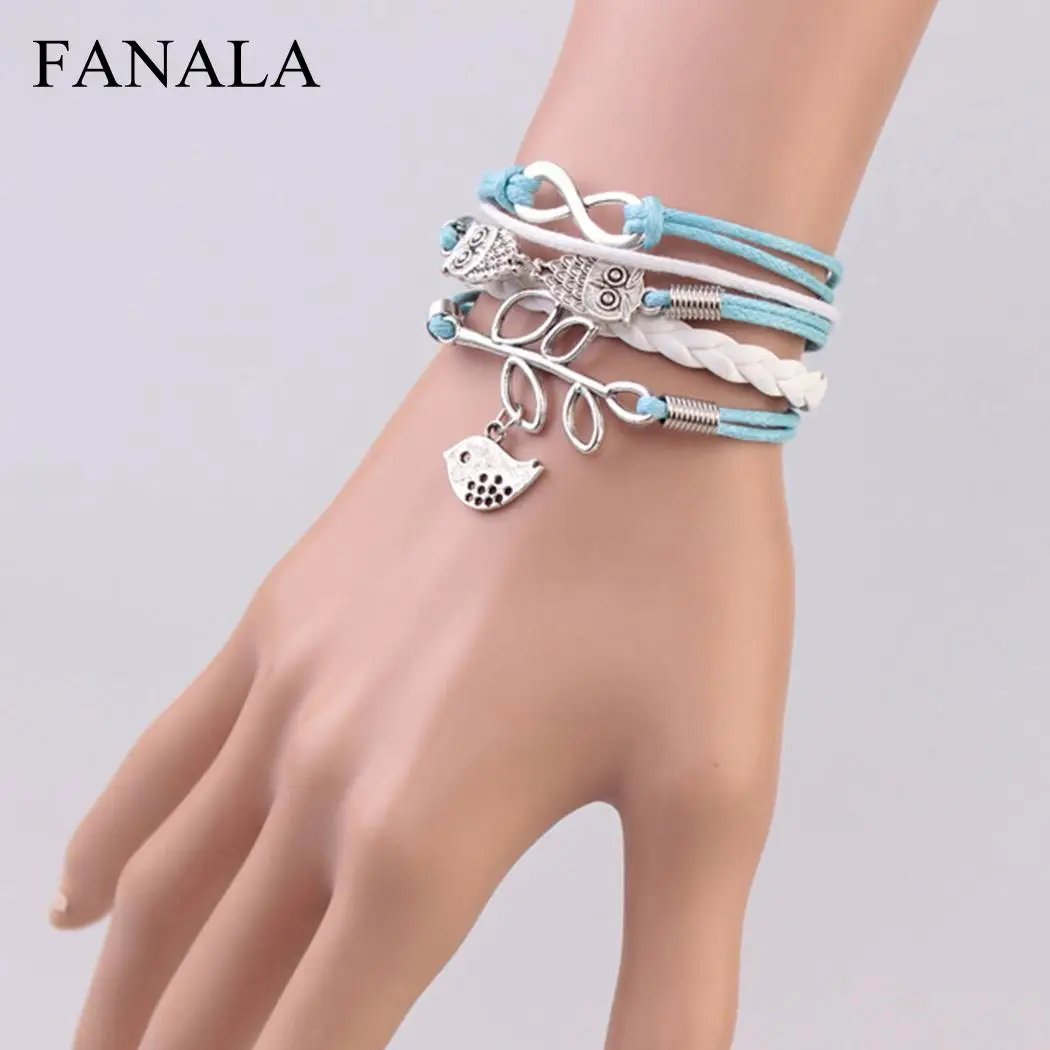 Vintage Fashion Style Animal Plants Figure 8 Pendant Braided Bracelet Jewelry | Украшения и аксессуары