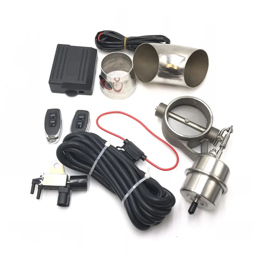 60MM Full Set Автомобильный Выпускной контрольный клапан с вакуумным приводом, вырезанная труба, закрытый стиль с беспроводным пультом дистанционного управления - Цвет: 60MM Full Set