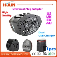 1pcs universal international power plug adapter socket for us uk eu au plug travel wall converter with dual usb charger black