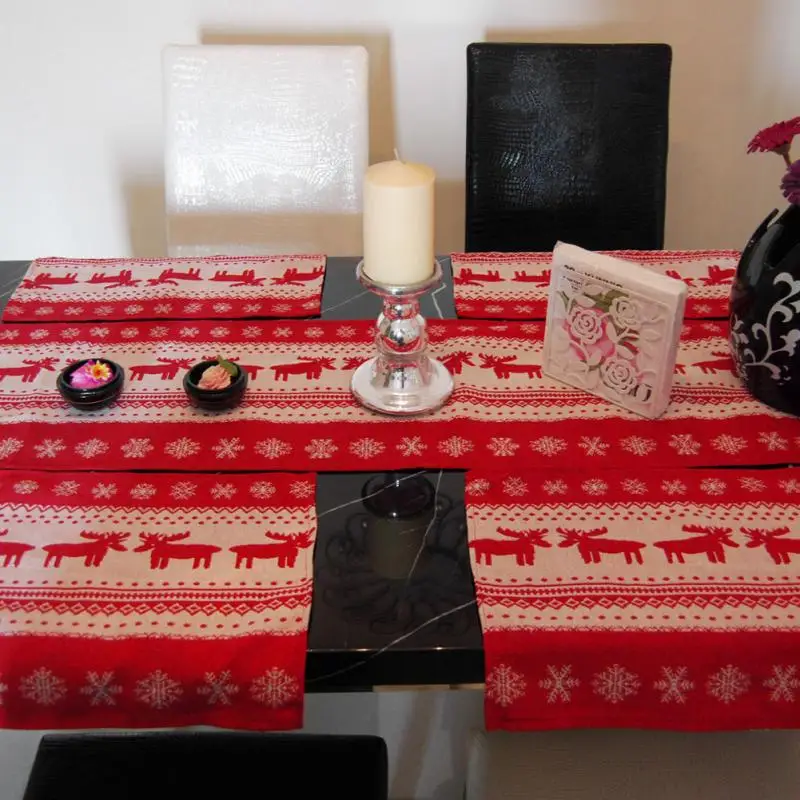 4 шт. Рождество Лося Гобелен Столовое белье Подставки Старинные Прекрасный Олень