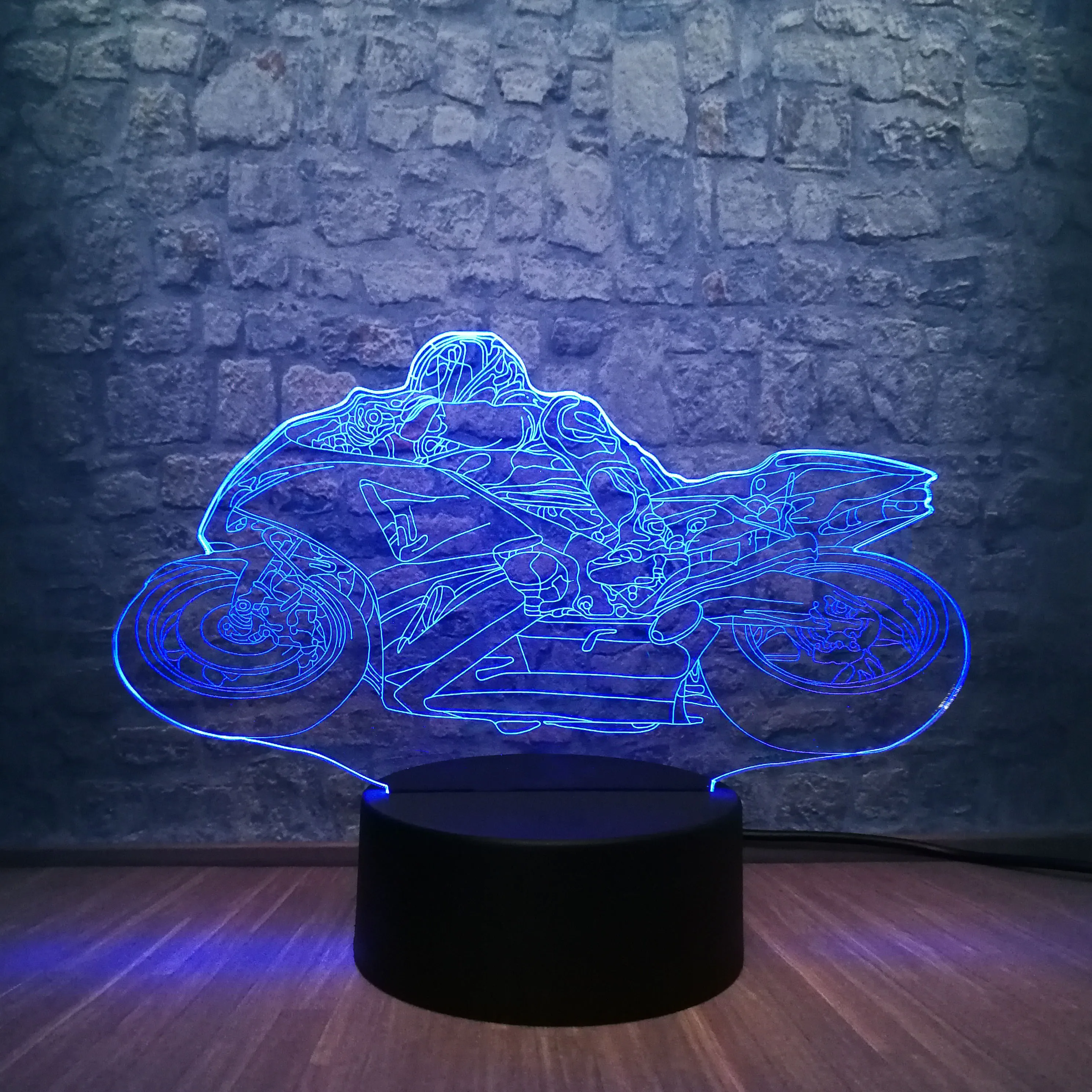 Креативная 3D Светодиодная лампа для мотоциклиста 7 цветов меняющий Настольный