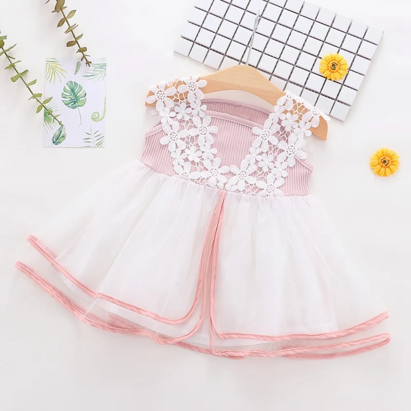 

Summer Lovely Toddler Pretty Baby Girls Dress Toddler Kids Sleeveless Lace Tulle Sundress Floral Party Princess Dresses 0-4T
