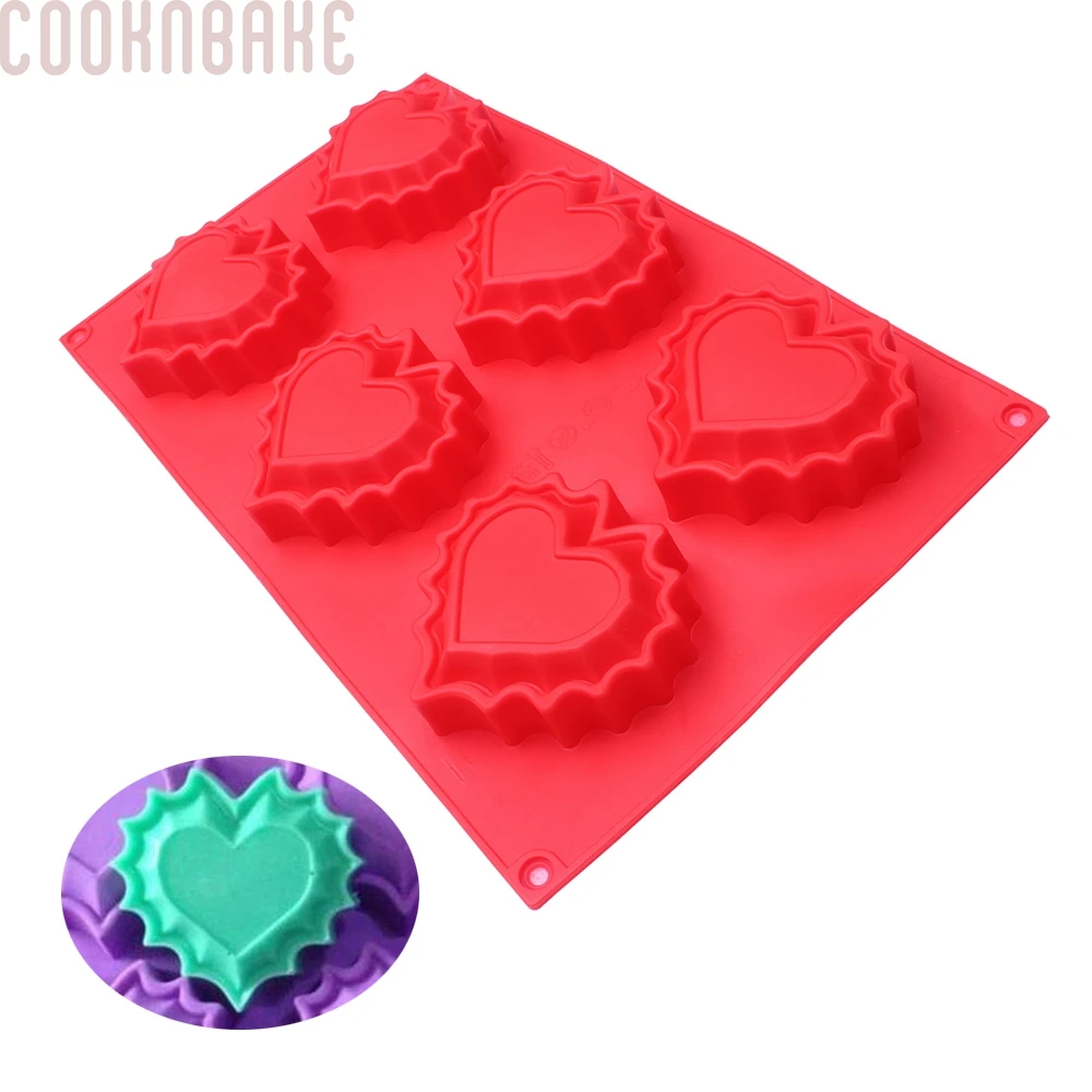 COOKNBAKE силиконовая форма для торта 6 сердец мыла ручной работы пудинга хлеба