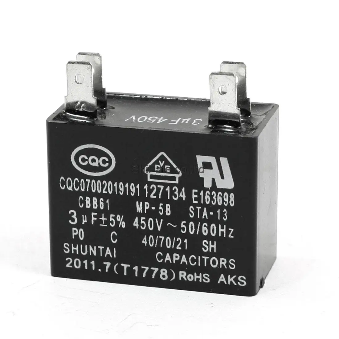 

CBB61 4 Soldering Pins Polypropylene Film Fan Capacitor 3uF AC 450V