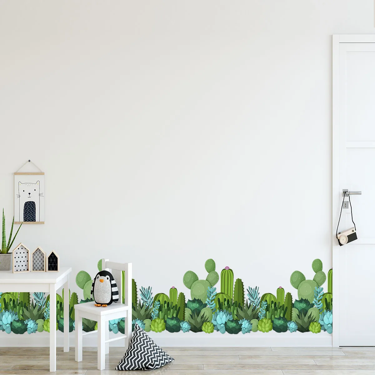 New Personality Cactus Building Car Creative Wall Stickers Green PVC Cartoon Bedroom Living Room Decoration Home | Дом и сад