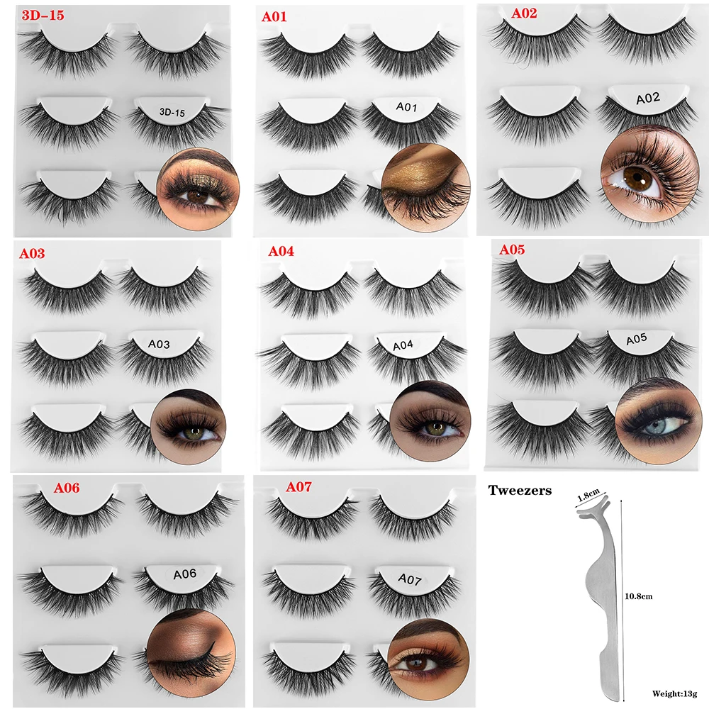 3 пары шелковых ресниц ручной работы Толстые Накладные ресницы натуральные
