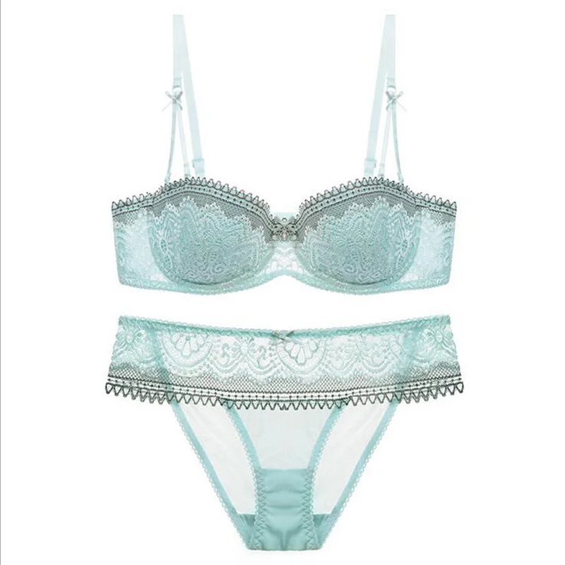 Комплект женского кружевного нижнего белья с чашками пуш ап|1/2 cup|bra setbra set brand |