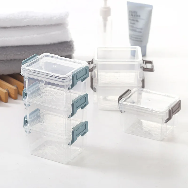 Magic Buckle Storage Box Stationery Finishing Home Transparent Multi-layer Overlay with Cover Jewelry Office Debris | Дом и сад