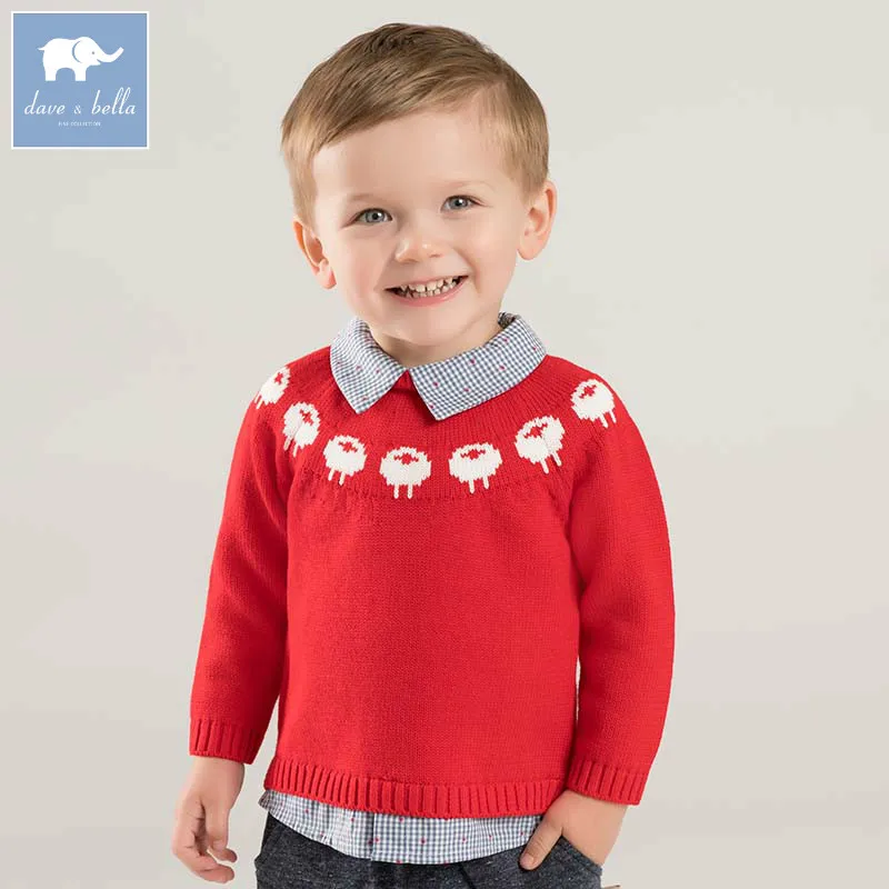 DB8670 dave bella/осенний вязаный свитер для маленьких мальчиков Модный пуловер Детские