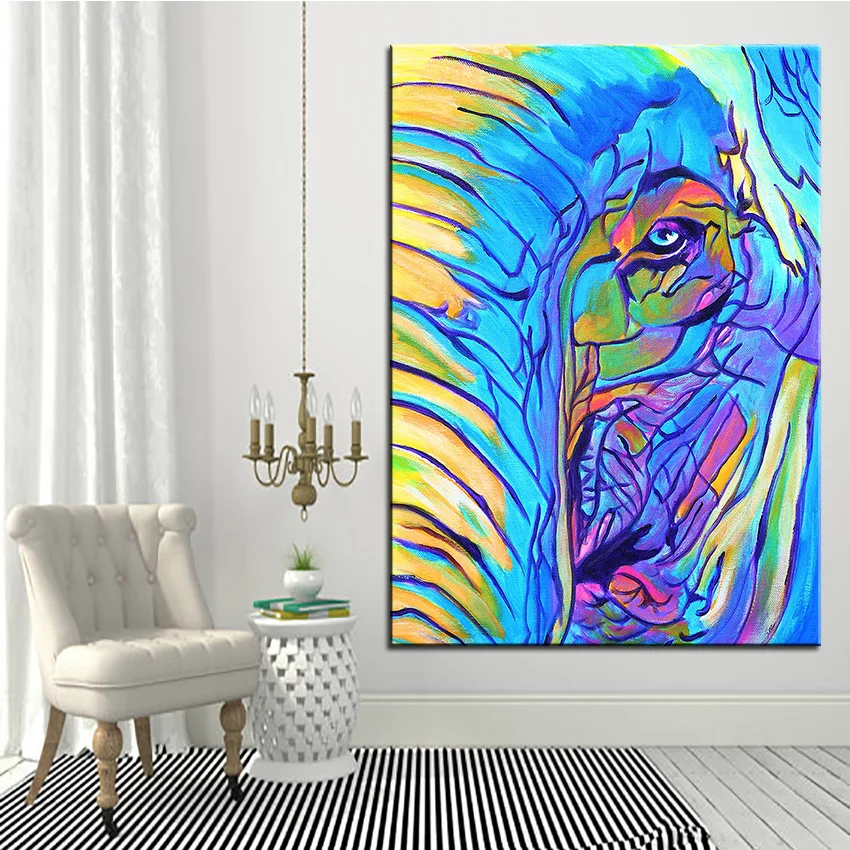 Большой размер картина маслом настенная живопись слон небесно голубой домашнее