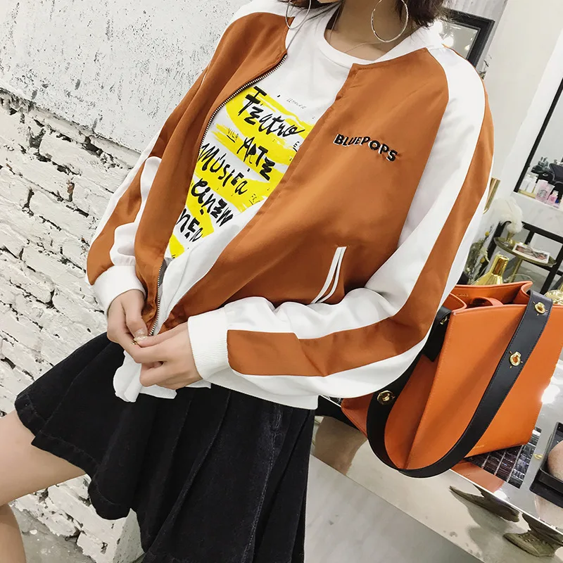 Свободная Женская куртка с круглым вырезом и рисунком Harajuku короткие куртки