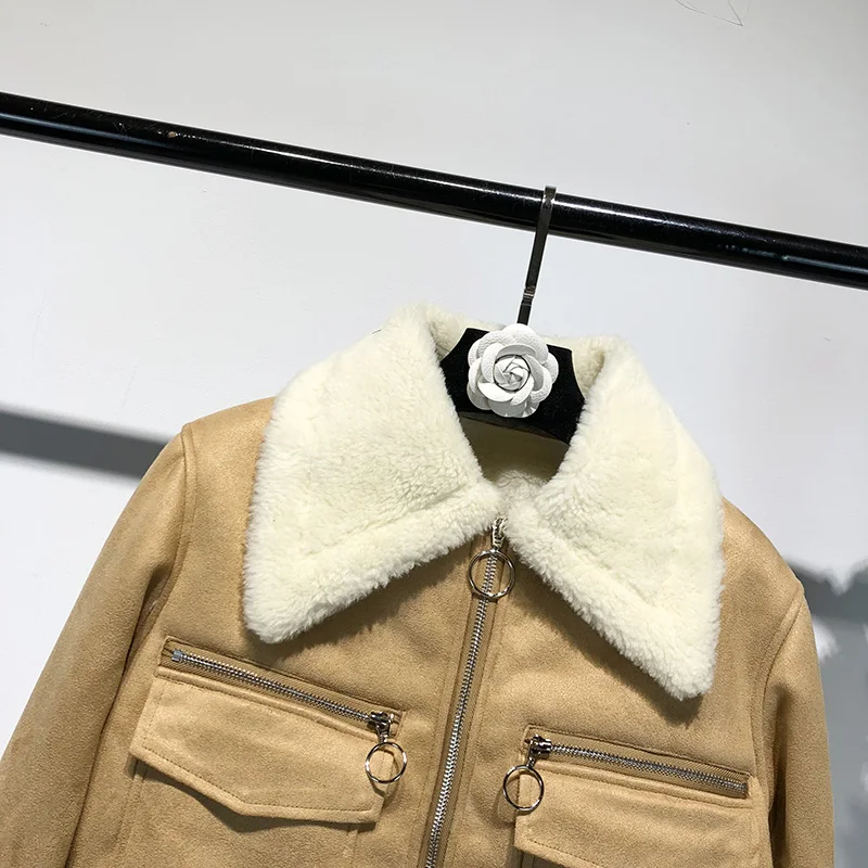 WHITNEY WANG 2018 Autumn Winter Fashion Streetwear Vintage Style Fleece Parkas Women Jacket Coat Outwear Bomber | Женская одежда