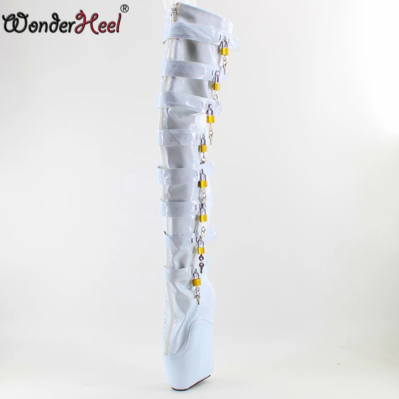 Wonderheel/Новинка Ботфорты на высоком каблуке 7 дюймов с застежкой молнией и