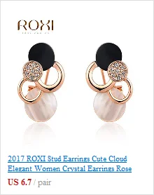 Женские серьги-гвоздики ROXI, розовое золото, голубой кристалл, циркон, свадебные серьги, модные ювелирные украшения, bijoux femme Z35