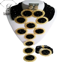splendid black crystal costume african beads jewelry set nigerian traditional wedding bridal jewelry sets abf404