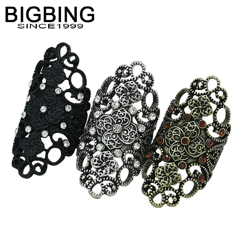 S037 BIGBING модное ретро кольцо золотистого и серебряного цвета черного с полым
