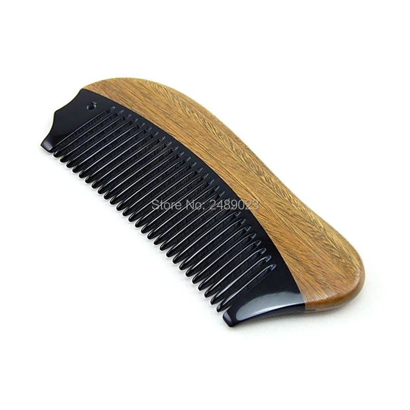

High quality Authentic Natural ox horn Green sandalwood wooden Sessile Combs hair style tool mini pro brush NEW Brochas