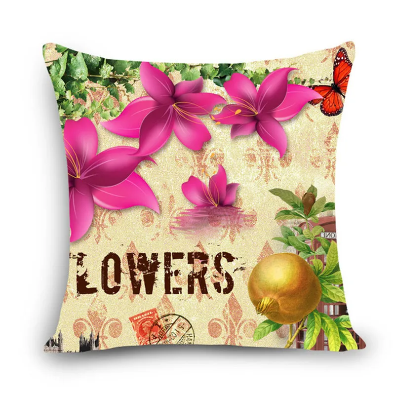 Тканый хлопковый Чехол на подушку с объемными цветами розами и бабочками