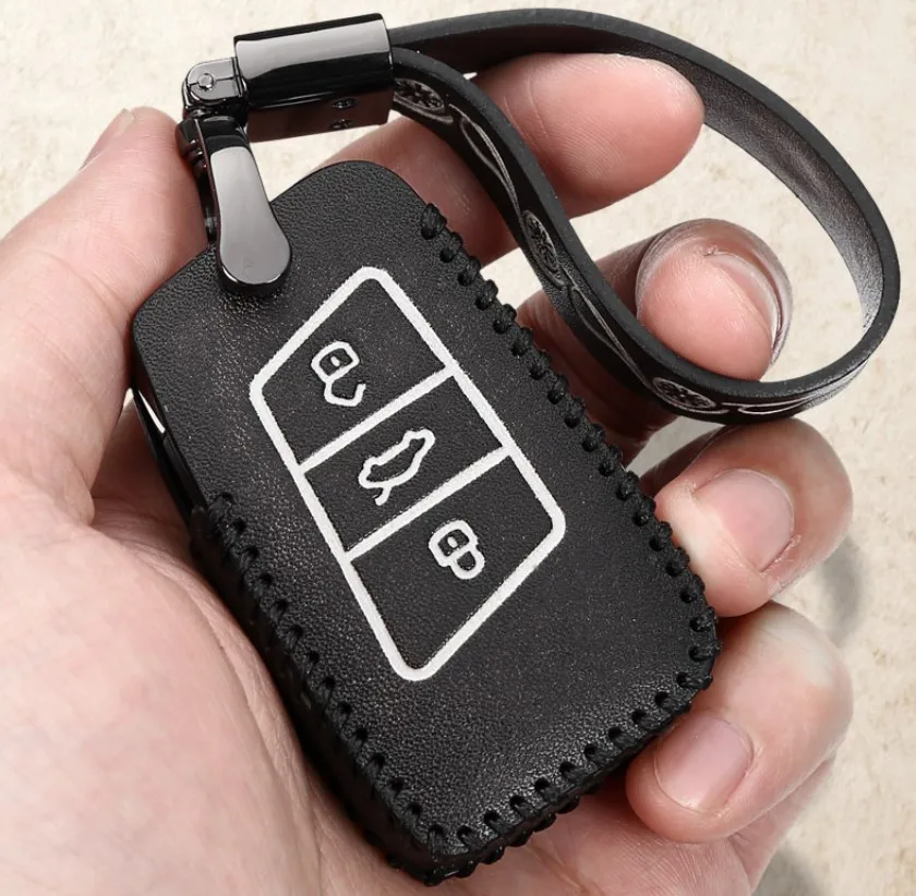 Высокое качество автомобиля из натуральной кожи Смарт Брелок чехол цепь для