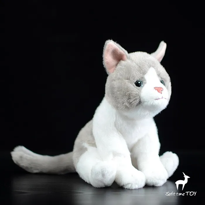 Плюшевая в форме кошки кукла игрушка для малышей реальная жизнь животные серые и