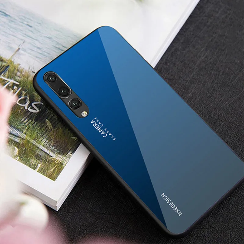 Градиентный чехол из закаленного стекла для Xiaomi Redmi Note 5 6 Pro Pocophone F1 Mi8 Mi A2 Lite 6X 5X A1 7 9
