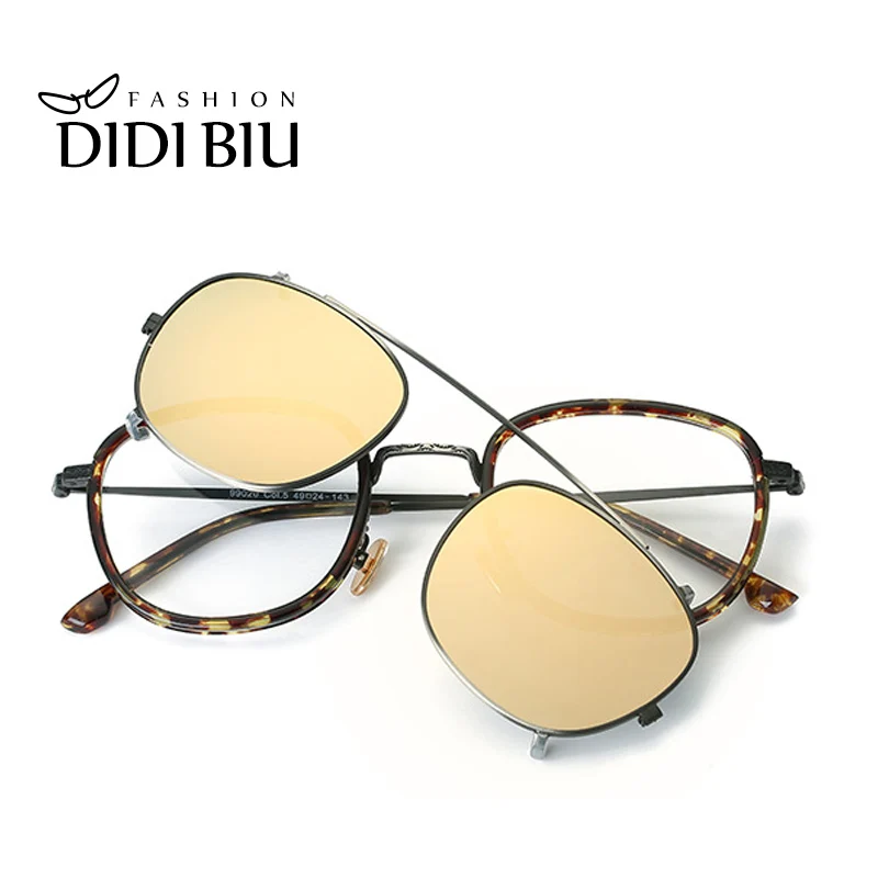 C3 Gold Pink Lens DIDI, хип-хоп, стимпанк, на застежке, солнцезащитные очки для женщин и мужчин, подходят более чем с двойными линзами, солнцезащитные очки, оправы по рецепту, очки с Чехол U814 - Цвет линз: C3 Gold Pink Lens