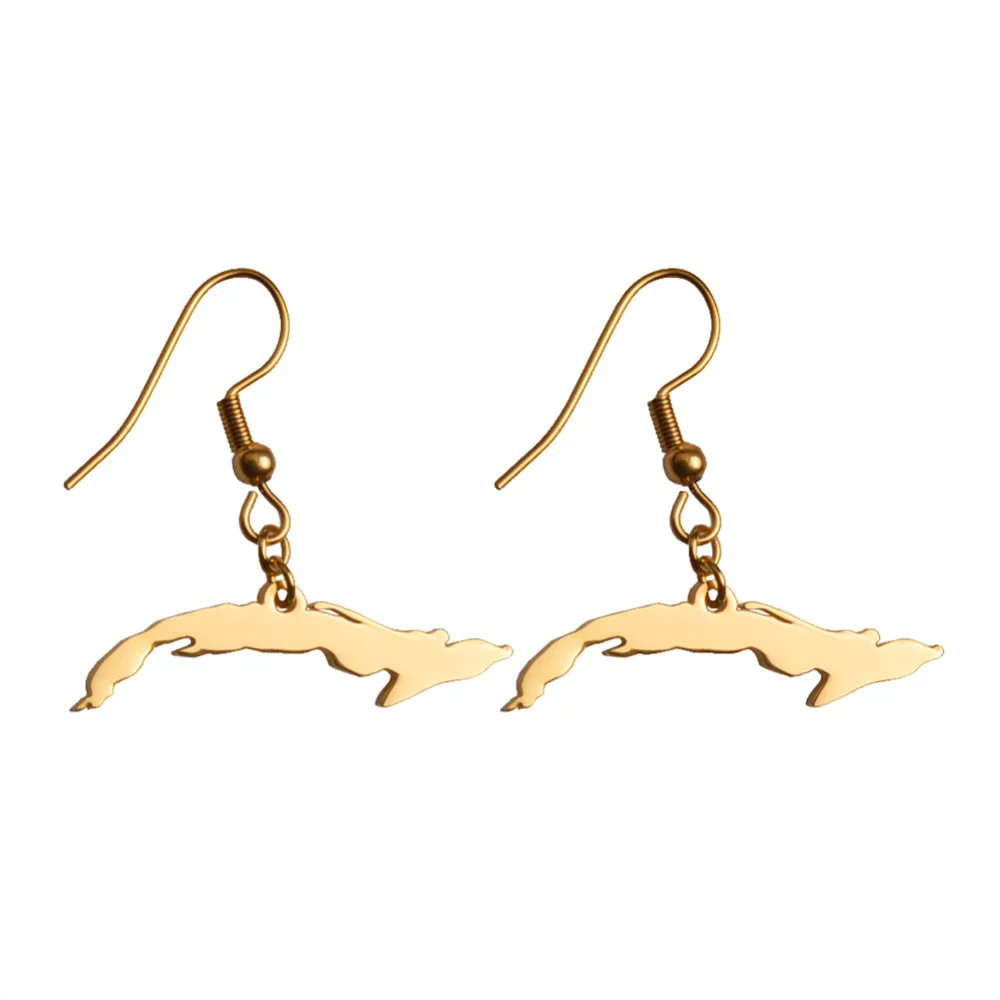 Женские серьги-подвески в этническом стиле с изображением карты Кубы | Украшения