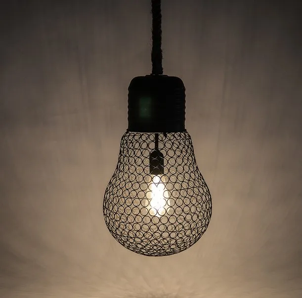 Лофт стиль пеньковая веревка лампа сетка Droplight Эдисон винтажные подвесные