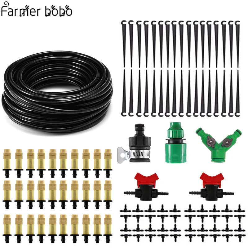 

30 m automatic micro drip irrigation system garden irrigation spray automatic watering kit with adjustable brass dripper