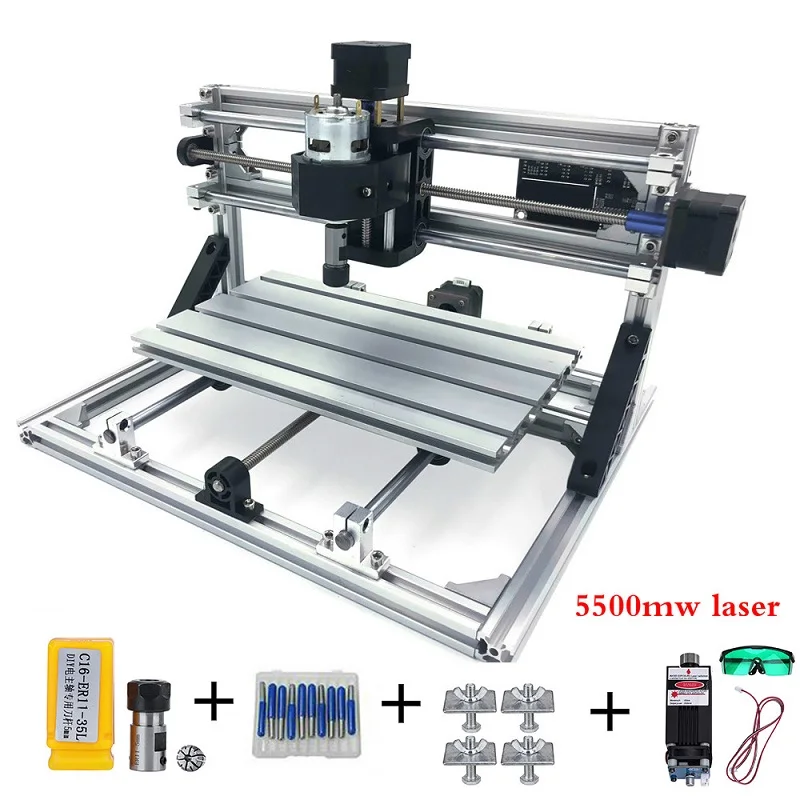 DIY фрезерный станок с ЧПУ 3018 ER11 GRBL управление Diy станок с ЧПУ 3 оси PCB фрезерный станок деревянный фрезерный станок лазерная гравировка - Цвет: 5500mw laser