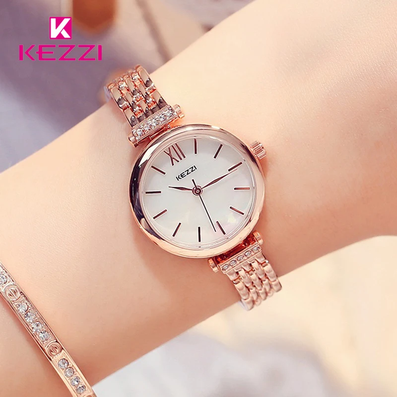 Kezzi Brand Quartz Watch Fine Rhinestone Bracelet Luxury Full Stainless Steel Women Dress Relogio Feminino | Наручные часы